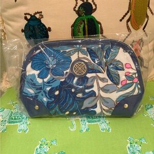 Lilly Pulitzer Blue and Pink Floral Cosmetic Bag